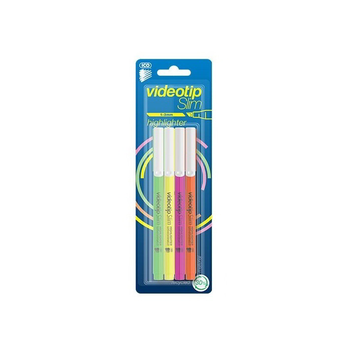 ICO Videotip Slim 1-3mm Szövegkiemelő 4 darabos (9580120004)