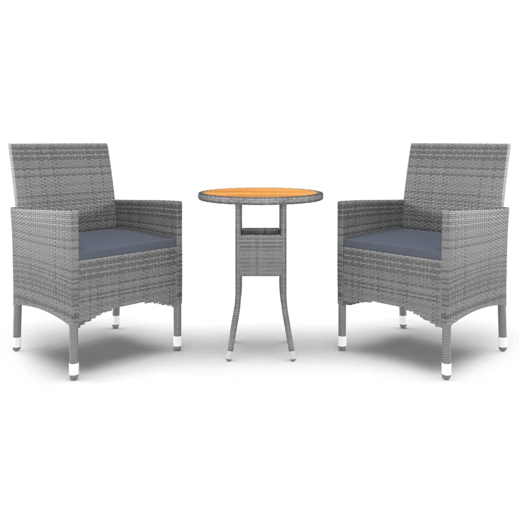 3 részes szürke polyrattan kerti étkezőgarnitúra (3058463)