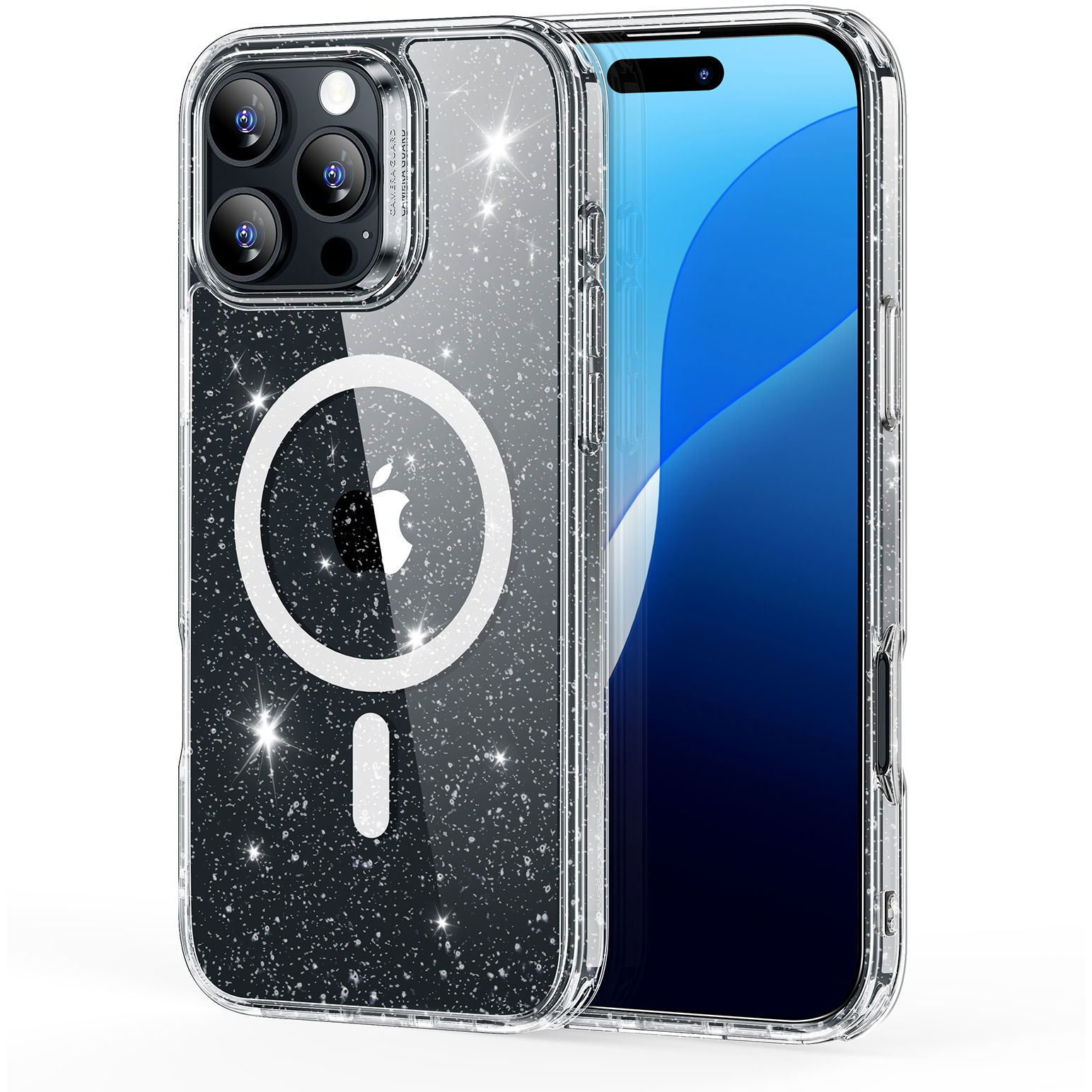 ESR Classic Hybrid Case (HaloLock), Compatible with iPhone 16 Pro Max, Clear Shimmer tok (1A7700701)