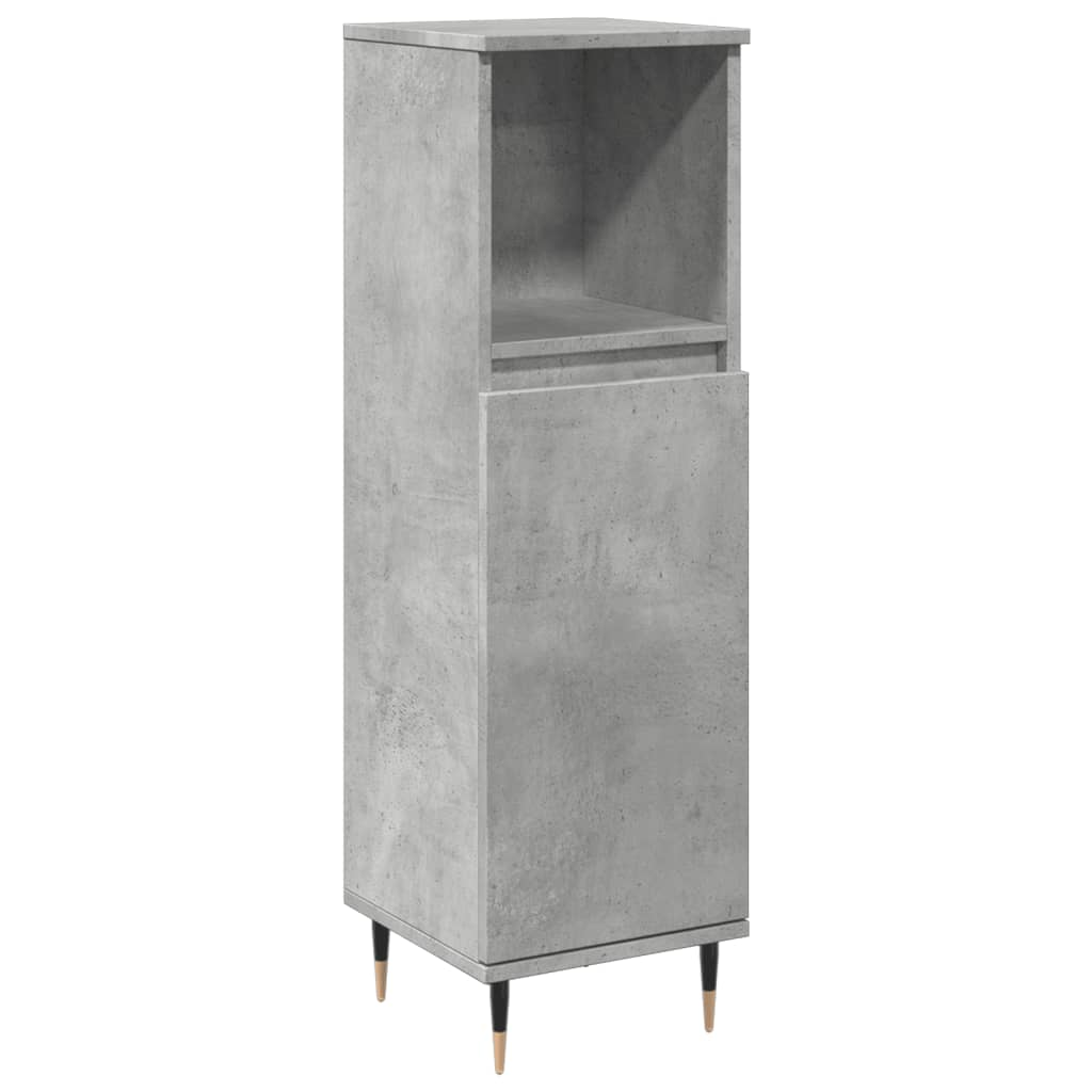 betonszürke szerelt fa fürdőszobaszekrény 30 x 30 x 100 cm (857204)