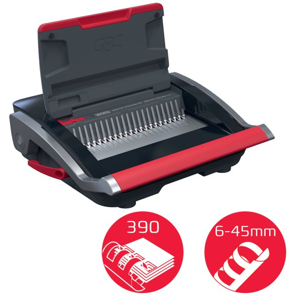 GBC CombBind CB25 Kambindemaskine 390 ark Sort, Rød
