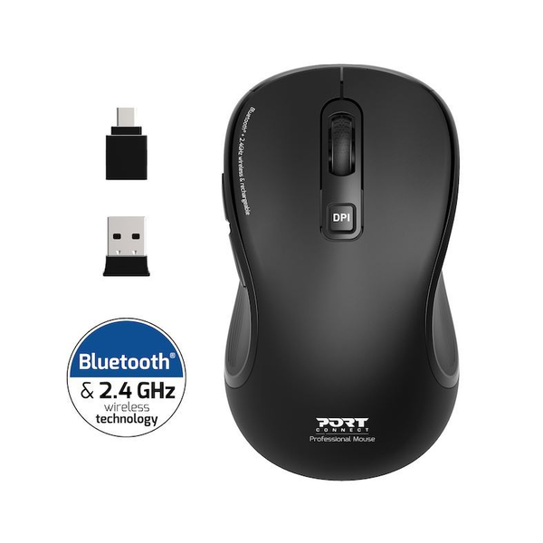 Port Designs Essential Wireless Bluetooth Egér - 2400 DPI Fekete