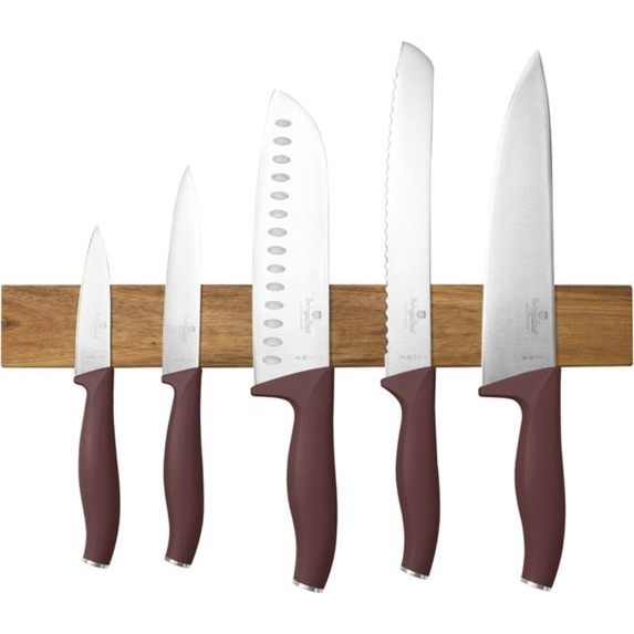 BerlingerHaus BH/2944 Leonardo Collection 6 Részes Késkészlet - Akácfa, Mágneses Akasztóval, Rozsdamentes Acél (BH-2944)