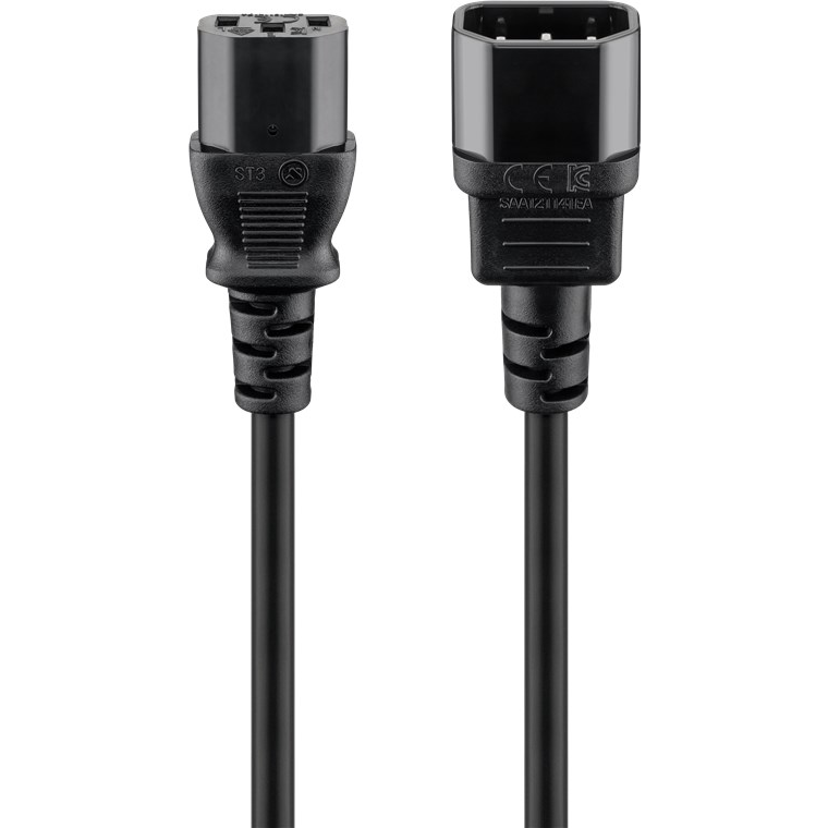Počítačový kábel IEC C13 - C14 Goobay čierny 1,5m