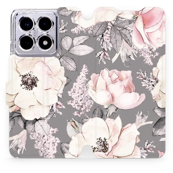 Mobiwear Xiaomi 14T Pro flip tok - virágok