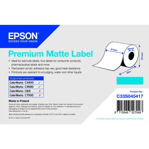 Epson Premium, 51mm x 35m, 163 g/m²