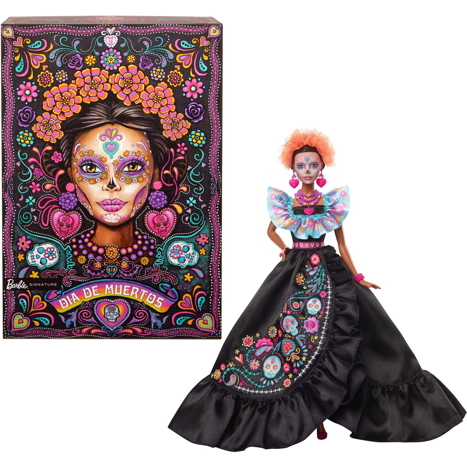 Mattel HRM72 Barbie Signature Día de Muertos 2024 Fodros fekete ruha gyűjtői baba (HRM72)