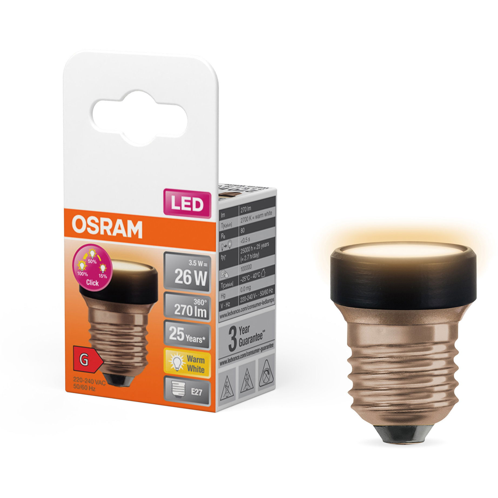 OSRAM Dimmelhető LED izzó, lapos, 3,5 W, E27, STAR, meleg fehér (4058075840027)
