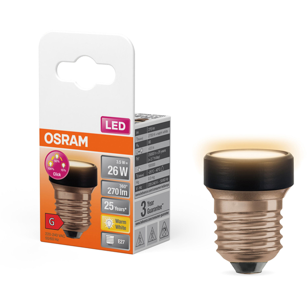 OSRAM Dimmelhető LED izzó, lapos, 3,5 W, E27, STAR, meleg fehér