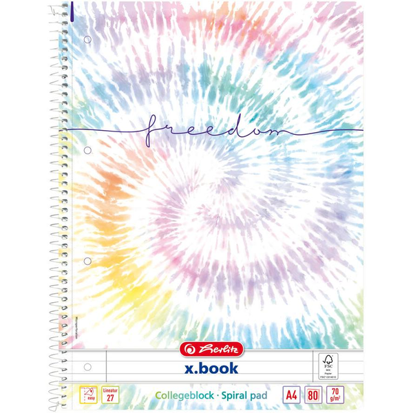 Herlitz Spiralblock A4 80 Bl. Lin.27 New Batik Freedom