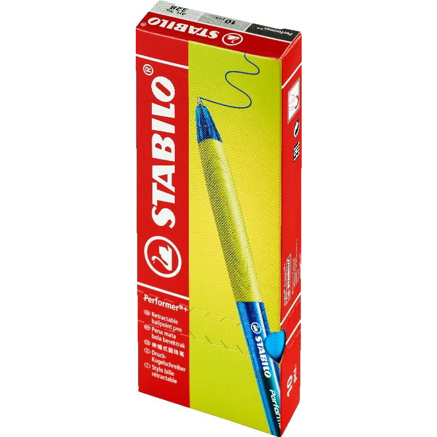 Stabilo Performer+ Nyomógombos golyóstoll készlet 10 db - 0.38mm / Kék (328/3-41B10)