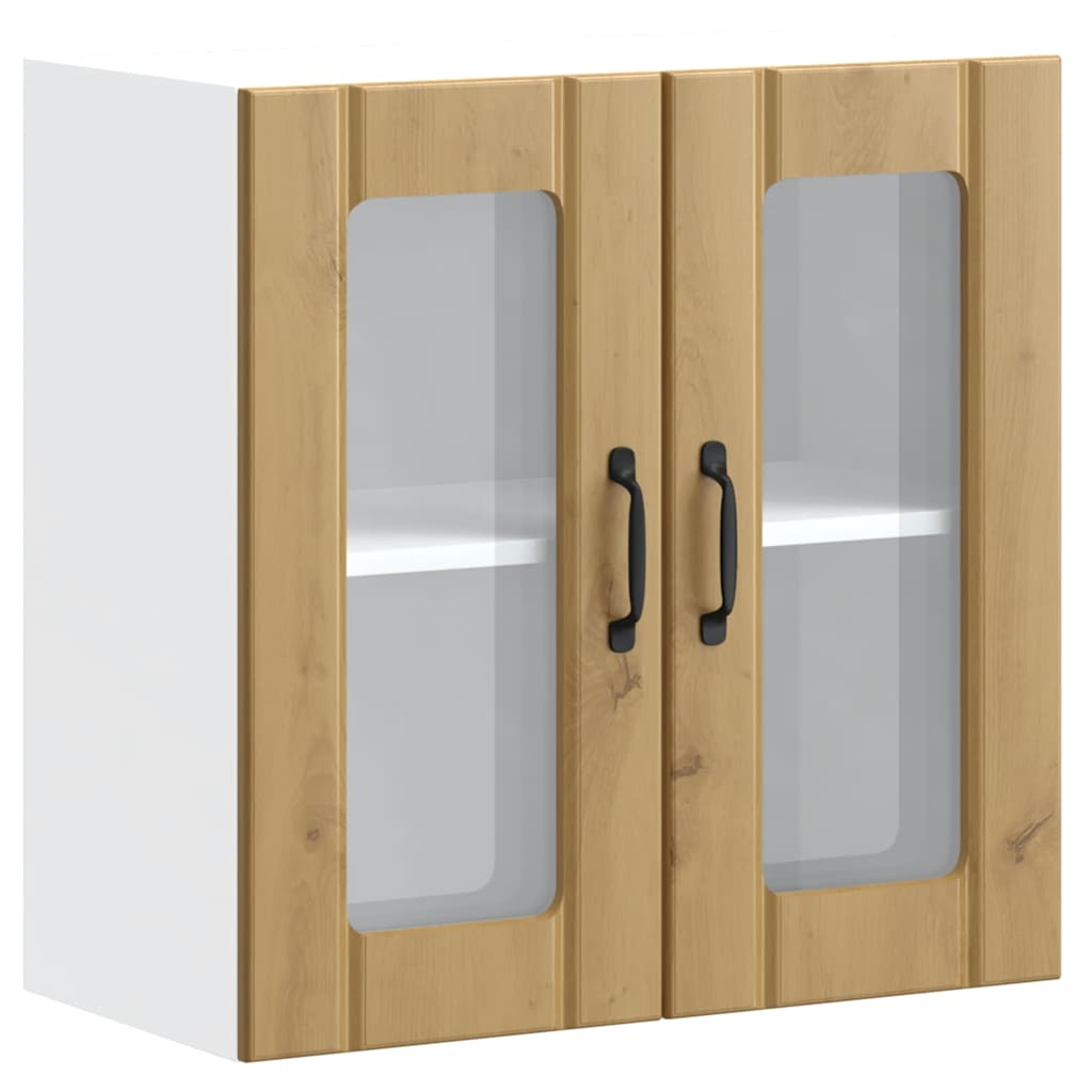 konyhai fali szekrény üvegajtóval Lucca kézműves tölgy (853916)