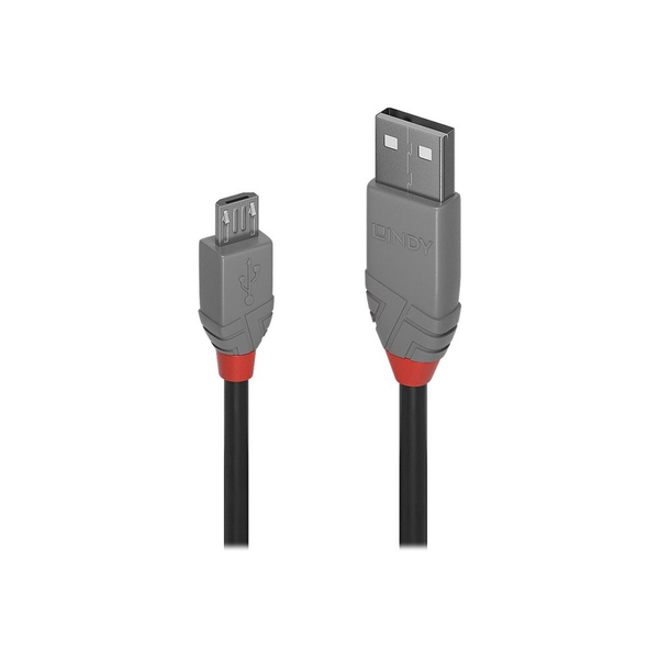 Lindy 36730 USB-kabel USB 2.0 0,2 m USB A Micro-USB B Sort, Grå