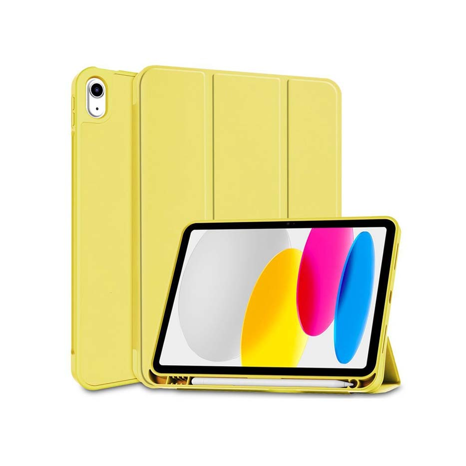Apple iPad 10.9 (2022) tablet tok (Smart Case) on/off funkcióval, Apple Pencil tartóval - yellow (ECO csomagolás) (FN0483)