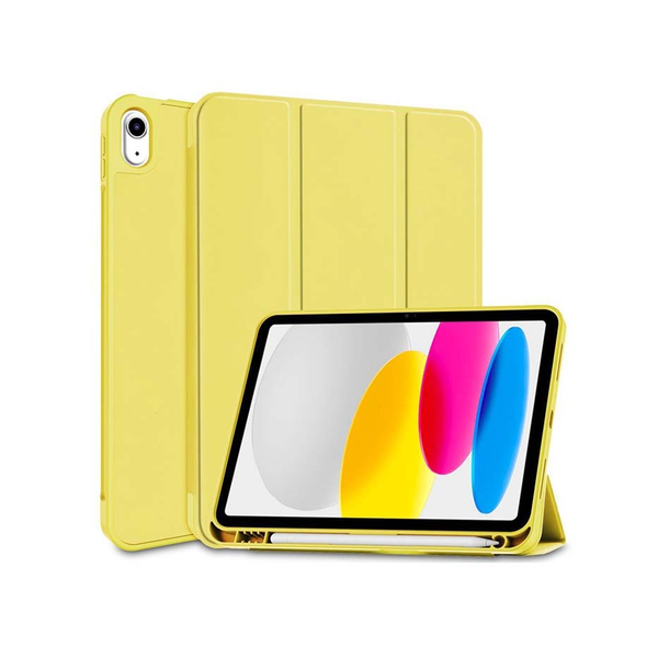 Apple iPad 10.9 (2022) tablet tok (Smart Case) on/off funkcióval, Apple Pencil tartóval - yellow (ECO csomagolás)