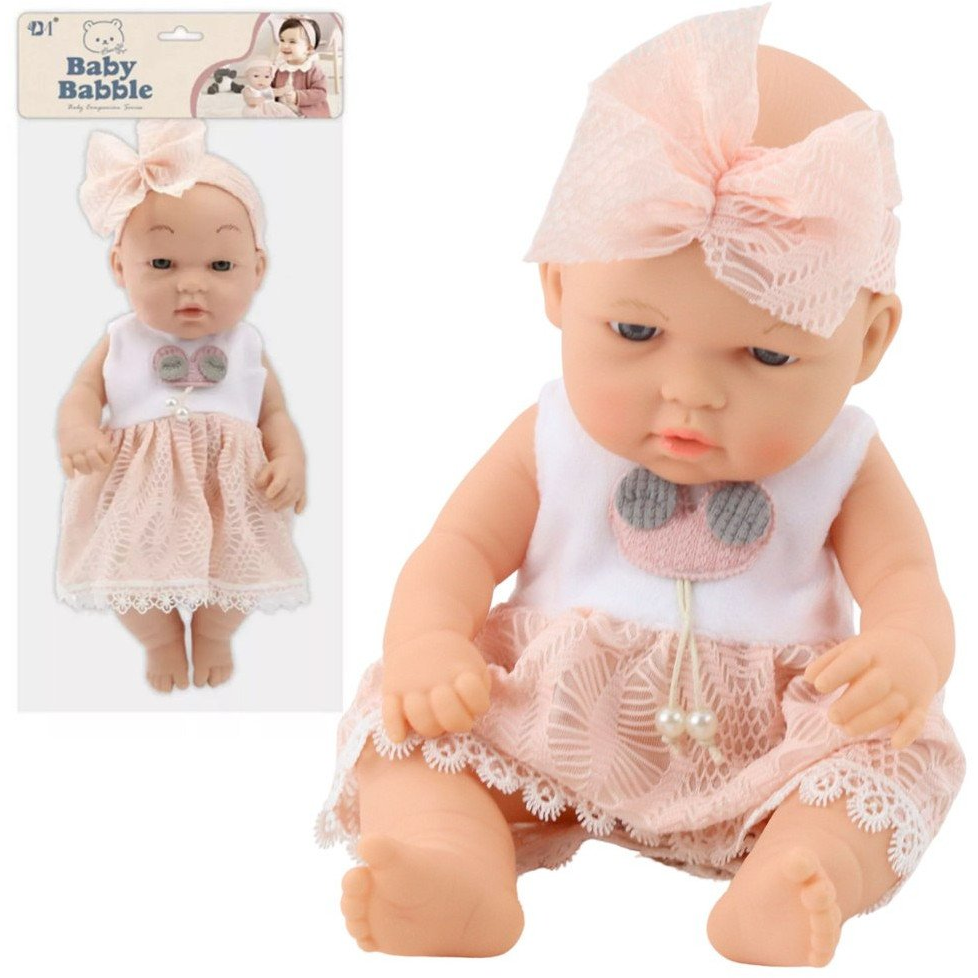 Lean Toys Rózsaszín Ruhás Baba, Fejpánt, Mozgatható Karok és Lábak, 30Cm (28048)