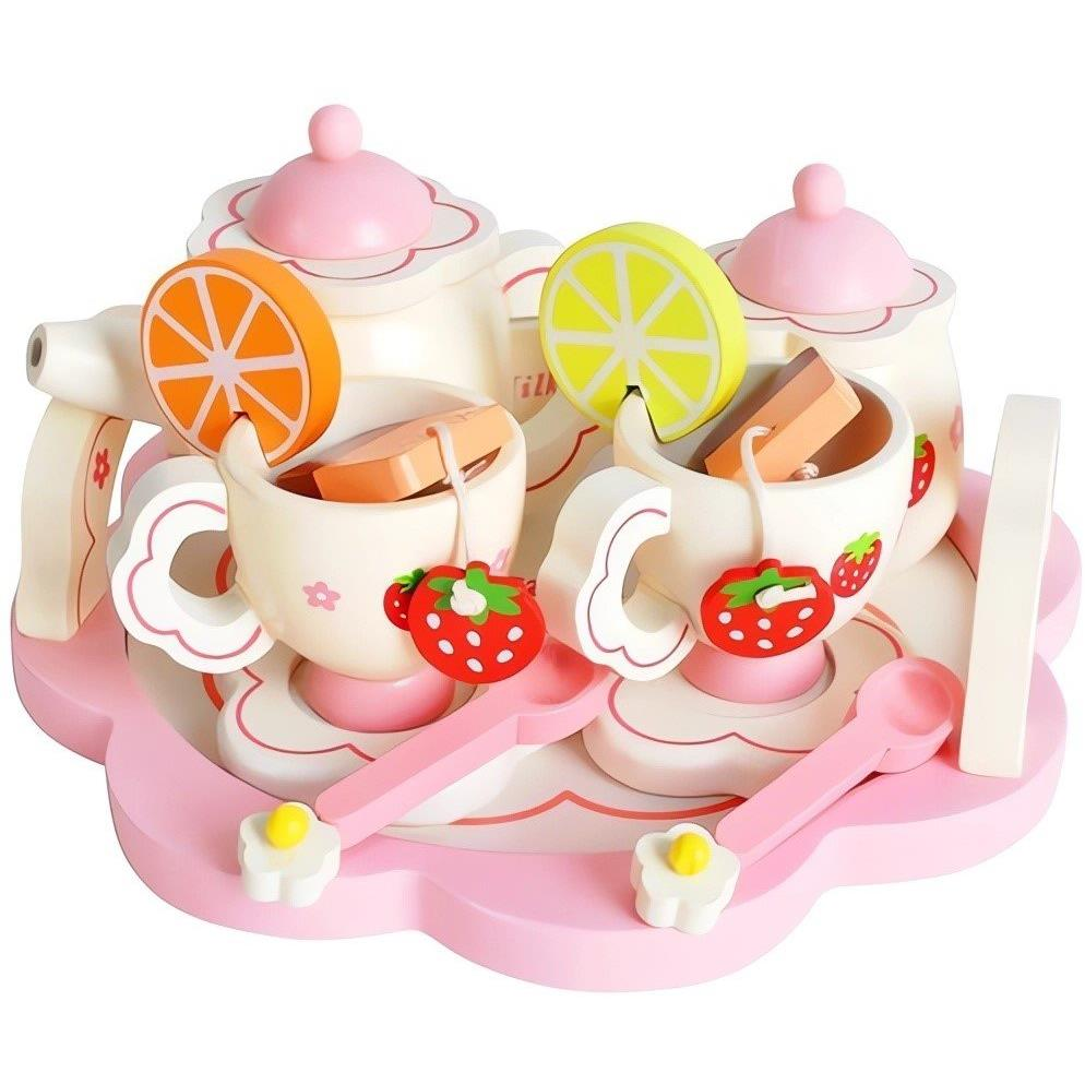 KRUZZEL 21950 Fa játék teáskészlet, 16 db (5900779943797)