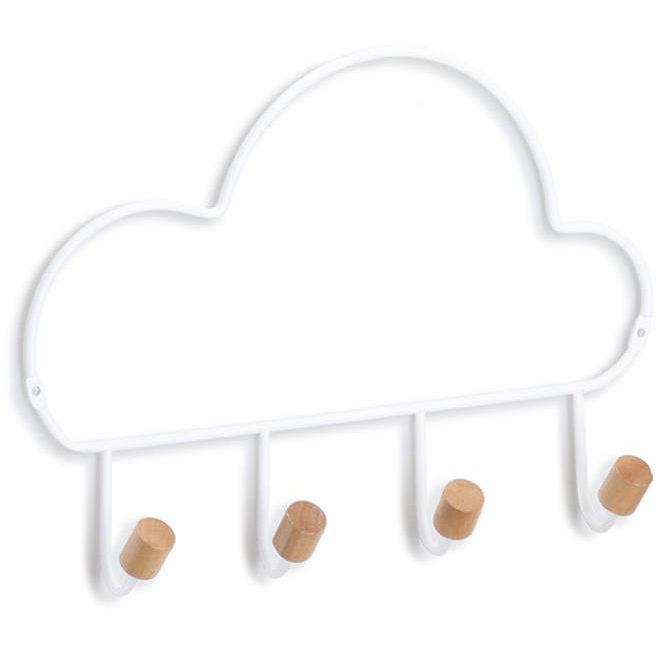 Zeller Fali akasztó, felhő minta, 4 kampó, 30×5×21,5 cm (13831)
