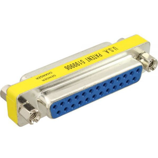 InLine 31124 adattatore per inversione del genere dei cavi DB-25 female D-Sub, 25-pin Giallo