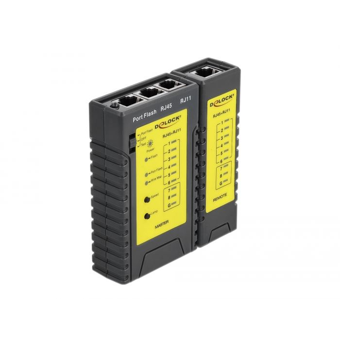 Delock kábel tesztelö RJ45 / RJ12 + Portkereső (86407) (del86407)