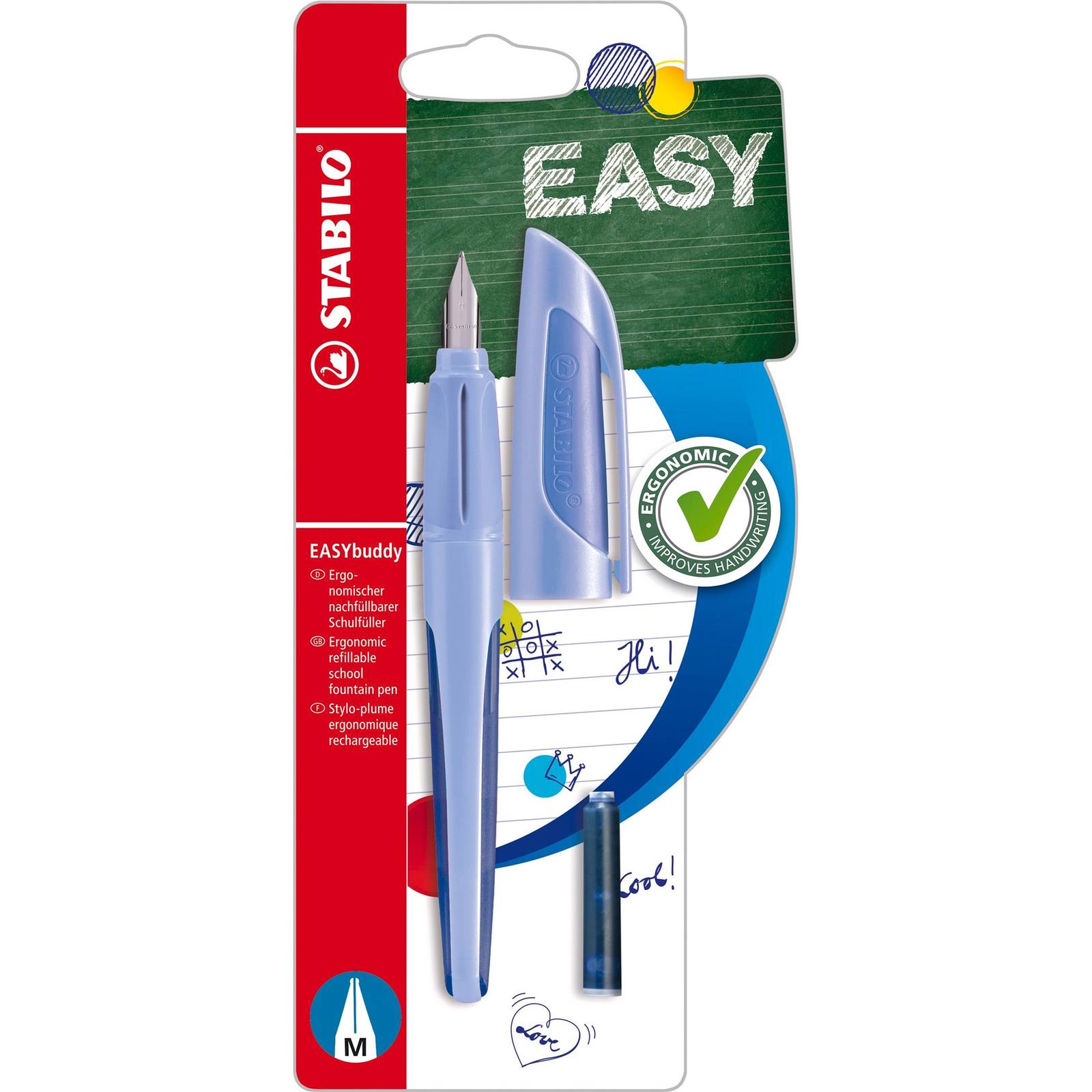 STABILO EASYbuddy M, tintapatronnal, pasztellkék (4006381587723)