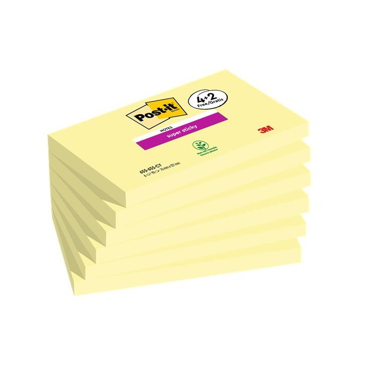 3M POSTIT Super Sticky 76x127mm öntapadó jegyzettömb - Sárga (90 lap / tömb) (7100259448)