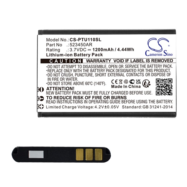 Cameron Sino Li-Ion akku (3.7V/1200mAh, Panasonic 523450AR kompatibilis) FEKETE (CS-PTU110SL)