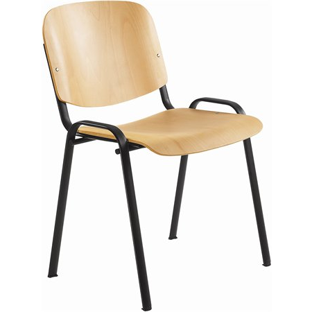 Tárgyalószék, fa ülőlappal, fekete lábbal, 1120 LN (1120 LN BUKK)