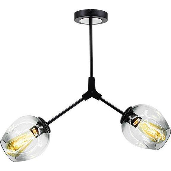 Lampa wisząca Mdeco Modernistyczna LAMPA sufitowa ELM1962/2 BLACK-TR MDECO szklana OPRAWA regulowana chemistry czarna przezroczysta