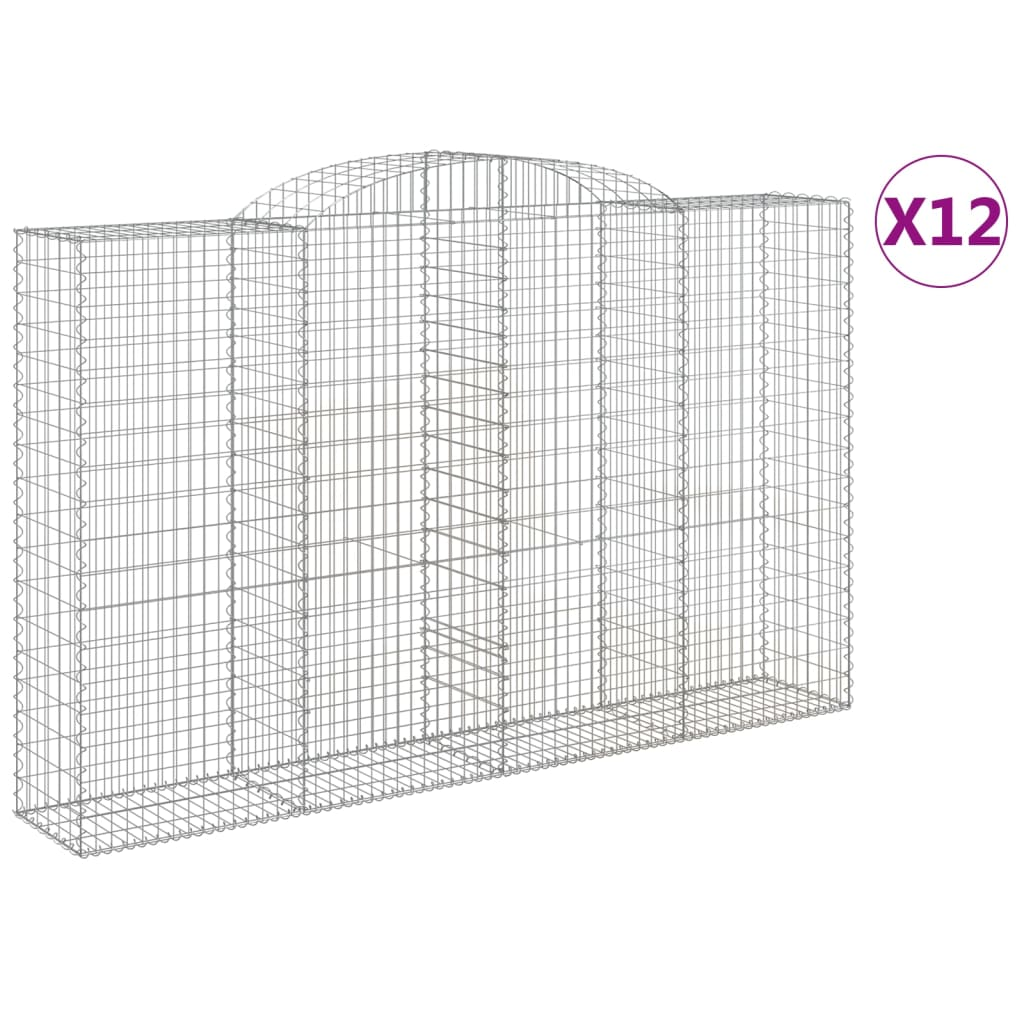 12 db íves horganyzott vas gabion kosár 300x50x180/200 cm (3146783)
