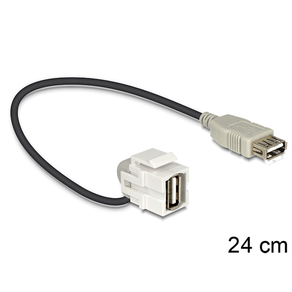 Delock Keystone modul USB 2.0 A anya > USB 2.0 A anya 110  kábellel