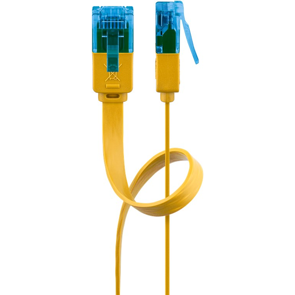 Goobay U/UTP CAT6a Lapos patch kábel 0.5m - Sárga