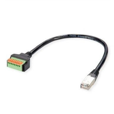 ROLINE Adaptérový kábel RJ45 konektor na svorkovnicu s tlačidlom, 30cm