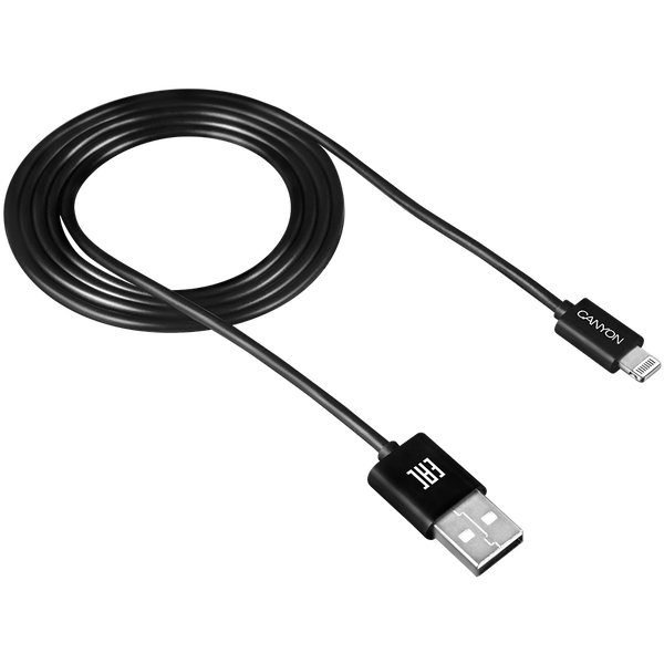 Canyon Lightning apa - USB 2.0-A apa Adat- és töltőkábel 1m - Fekete