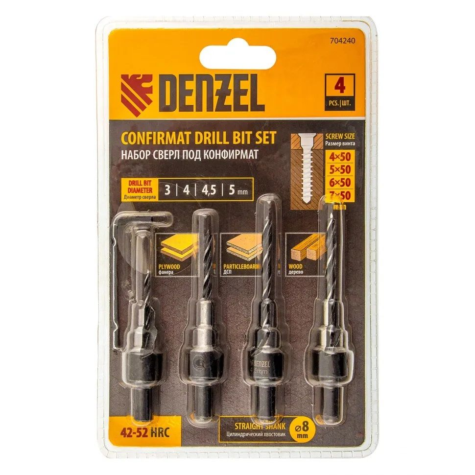 Denzel 4db 3-5mm fa fúrószár szett sűlyesztővel (7042407) (7042407)
