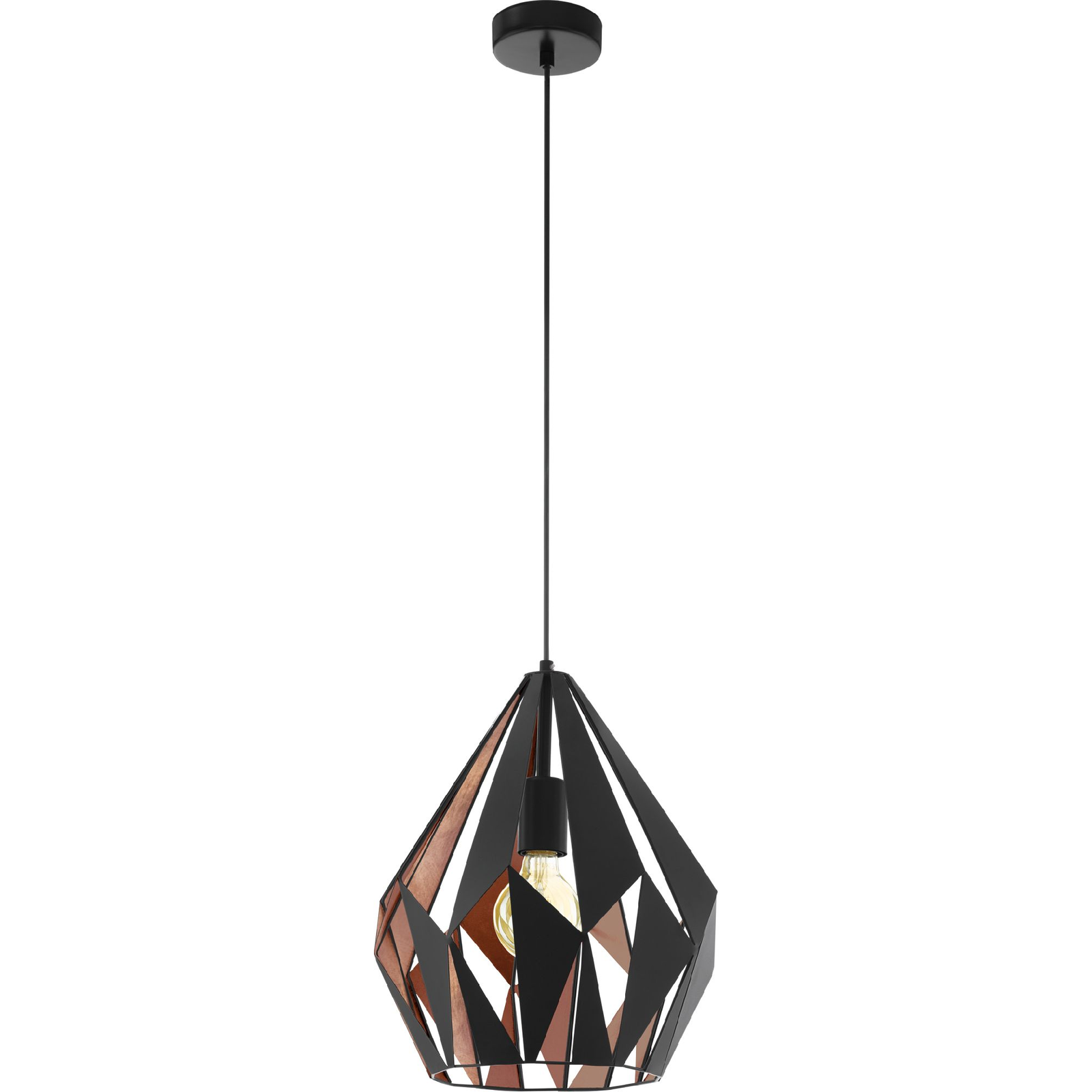 LED lámpa függeszték , mennyezeti , E27 , acél , fekete , vörösréz , EGLO , CARLTON 1 , 49254 (49254)