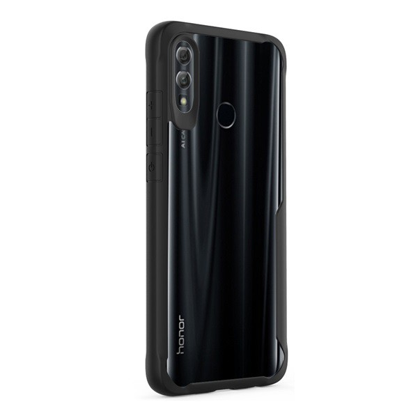 Műanyag telefonvédő (szilikon keret, közepesen ütésálló, légpárnás sarok) FEKETE [Honor 10 Lite] (5996457839643)