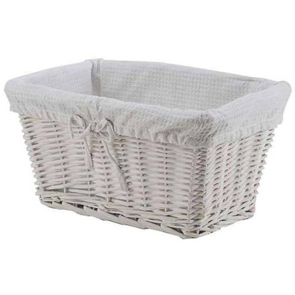 Comapctor wicker storage basket Toledo with upholstery 38 × 25 × h.20 cm