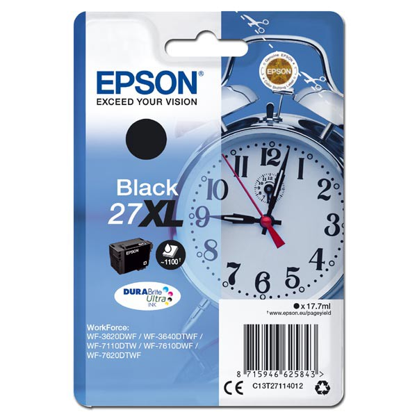 Epson Alarm clock C13T27114012 inkoustová náplň 1 kusů Originální Vysoká (XL) výtěžnost Černá