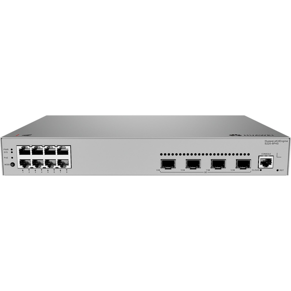 HUAWEI eKit S220 Series S220-8P4S Administreret L2 Gigabit Ethernet (10/100/1000) Strøm over Ethernet (PoE) 1U Grå