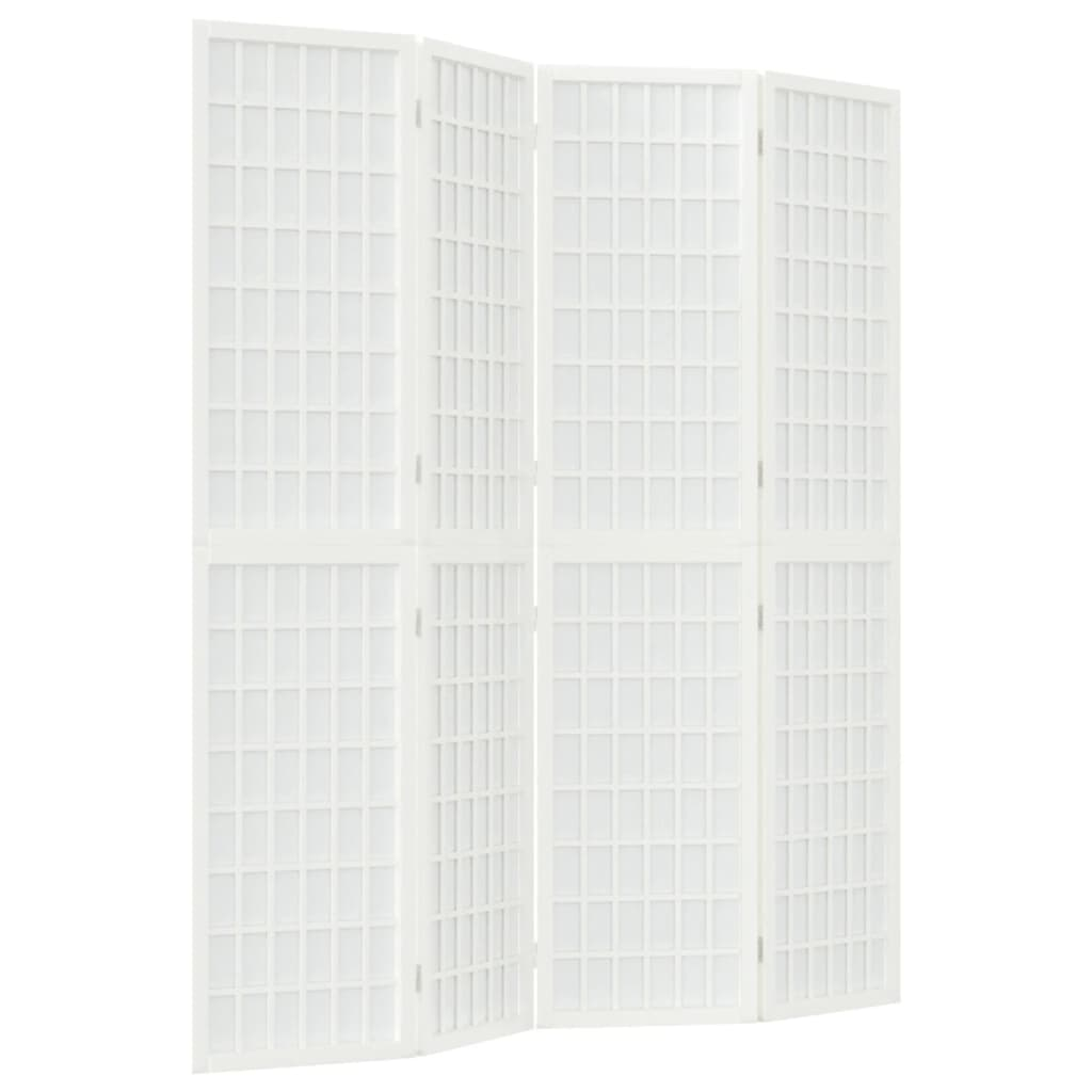 4-paneles fehér japán stílusú összecsukható paraván 160x170 cm (352088)