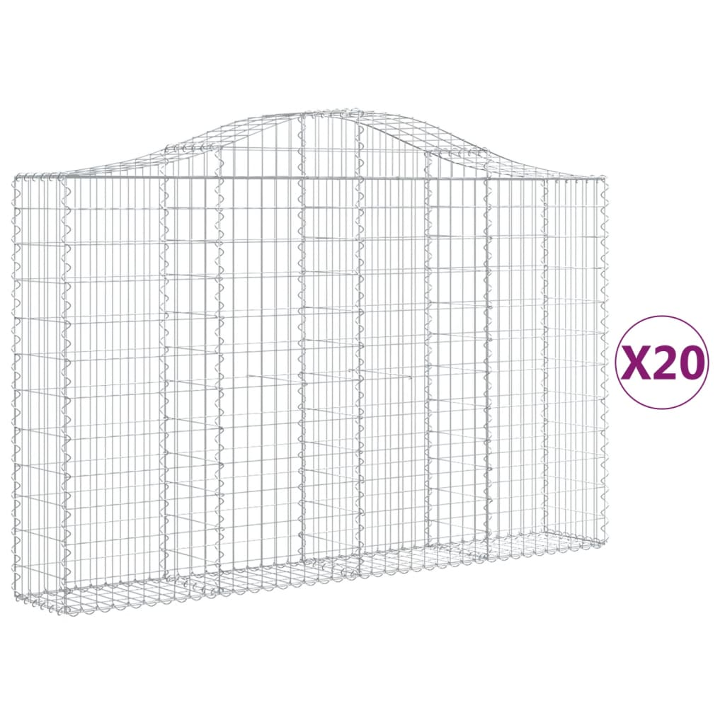 20 db íves horganyzott vas gabion kosár 200x30x120/140 cm (3145466)