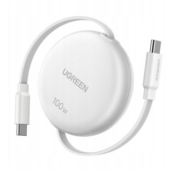 Ugreen L531 Kábel Nastaviteľný USB-C USB-C PD 100W Navíjací 1m Biely