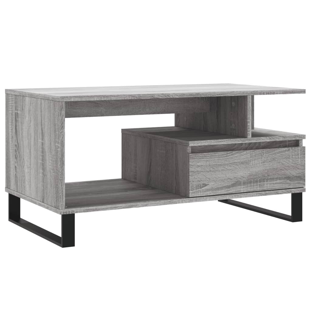 szürke sonoma szerelt fa dohányzóasztal 90x49x45 cm (831034)