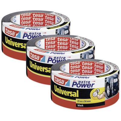 Tesa extra Power® UNIVERSAL (56388) Szövet ragasztószalag Fekete (H x Sz) 25 m x 50 mm 3 db (56388)