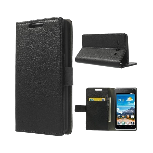 Tok álló, bőr hatású (FLIP, oldalra nyíló, asztali tartó funkció) FEKETE [Huawei Ascend Y530 (C8813)] (5996457462889)