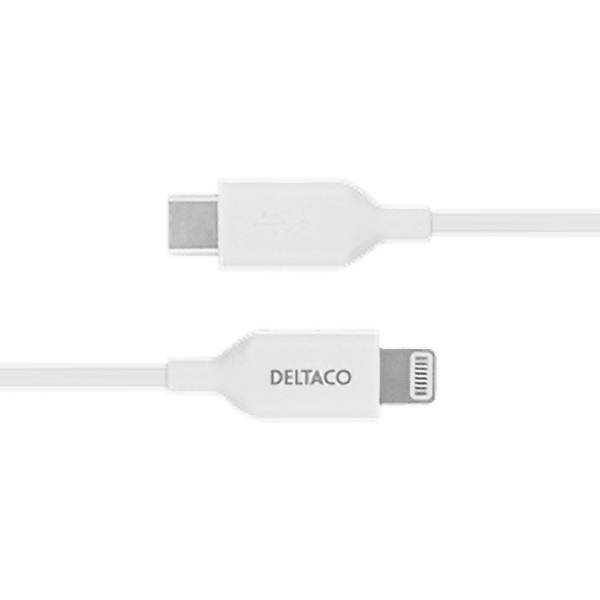 Deltaco кабел за данни и зареждане, тип USB-C към Lightning, MFI сертифициран, 2 м, бял