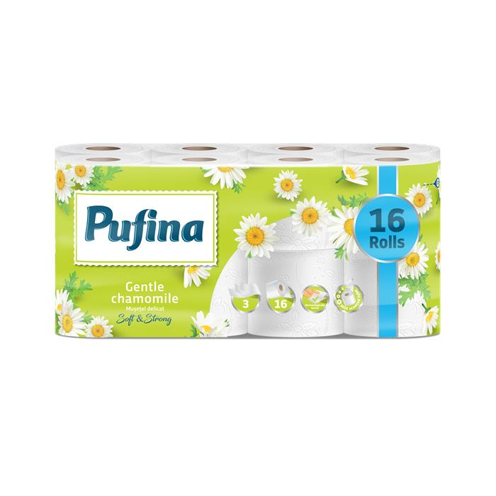 Pehart Tec Grup S.A. Pufina Chamomile 3 rétegű Toalettpapír Kamilla illat (16 tekercs) (PP20898)