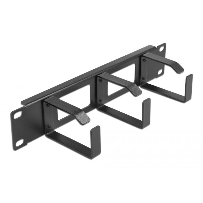 Delock 10” hálózati szekrényekhez kábelrendező panel nyílással és 3 hurokkal, 1U fekete (66656) (delock66656)
