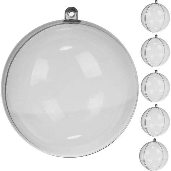 Átlátszó karácsonyfadísz gömbök 10cm - 5db-os készlet Ruhhy 22276